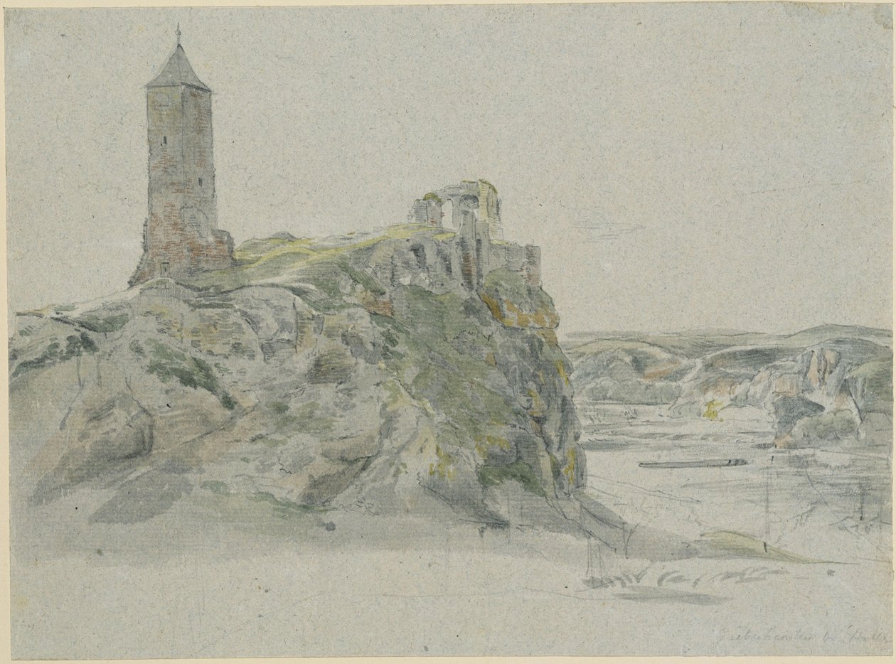 Ruiny zamku Giebichenstein koło Halle nad Soławą autorstwa Johann Christian Reinhart