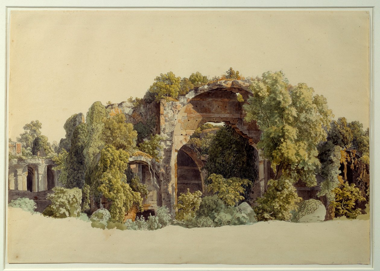 Ruiny Villa Anchiana w Tivoli. Rysunek Johanna Christiana Reinharta (1761-1847) autorstwa Johann Christian Reinhart