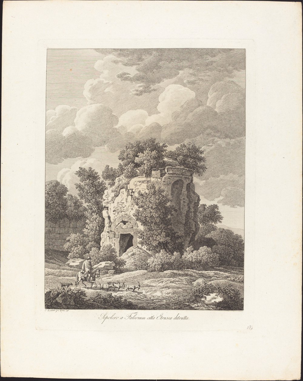 Grobowiec w Falerium, zniszczonym mieście etruskim autorstwa Johann Christian Reinhart