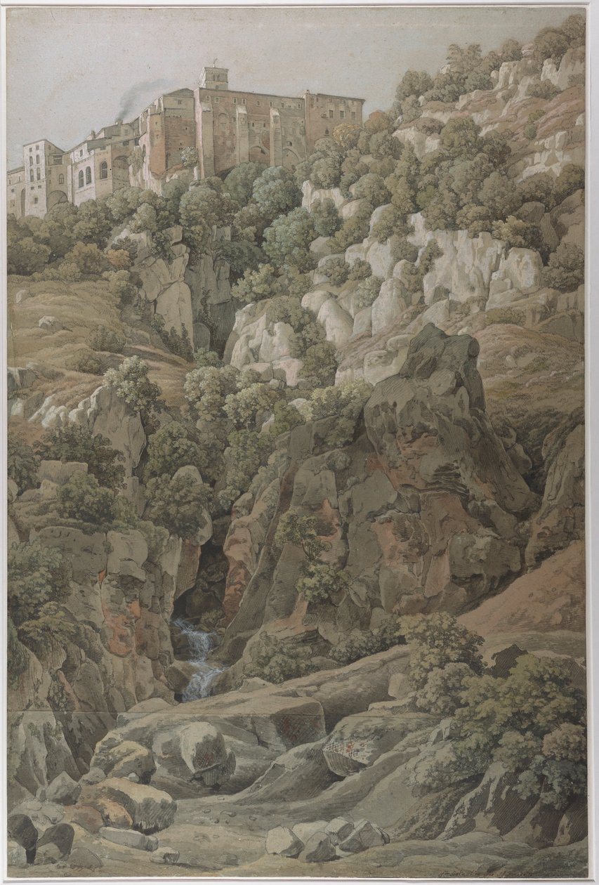 Klasztor benedyktynów Santa Scholastica w pobliżu Subiaco w górach Sabine, 1797. autorstwa Johann Christian Reinhart