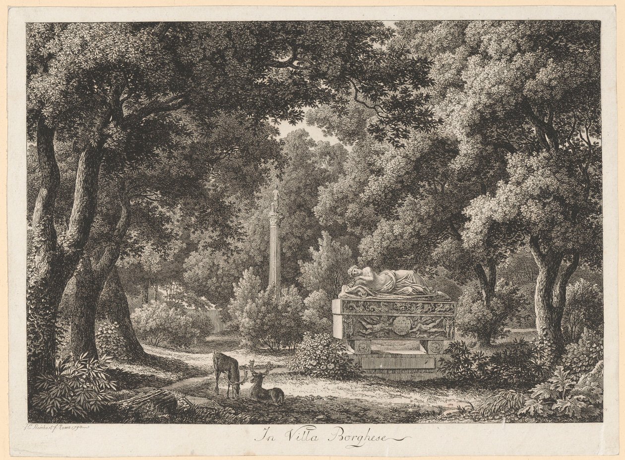 W ogrodach willi Borghese autorstwa Johann Christian Reinhart