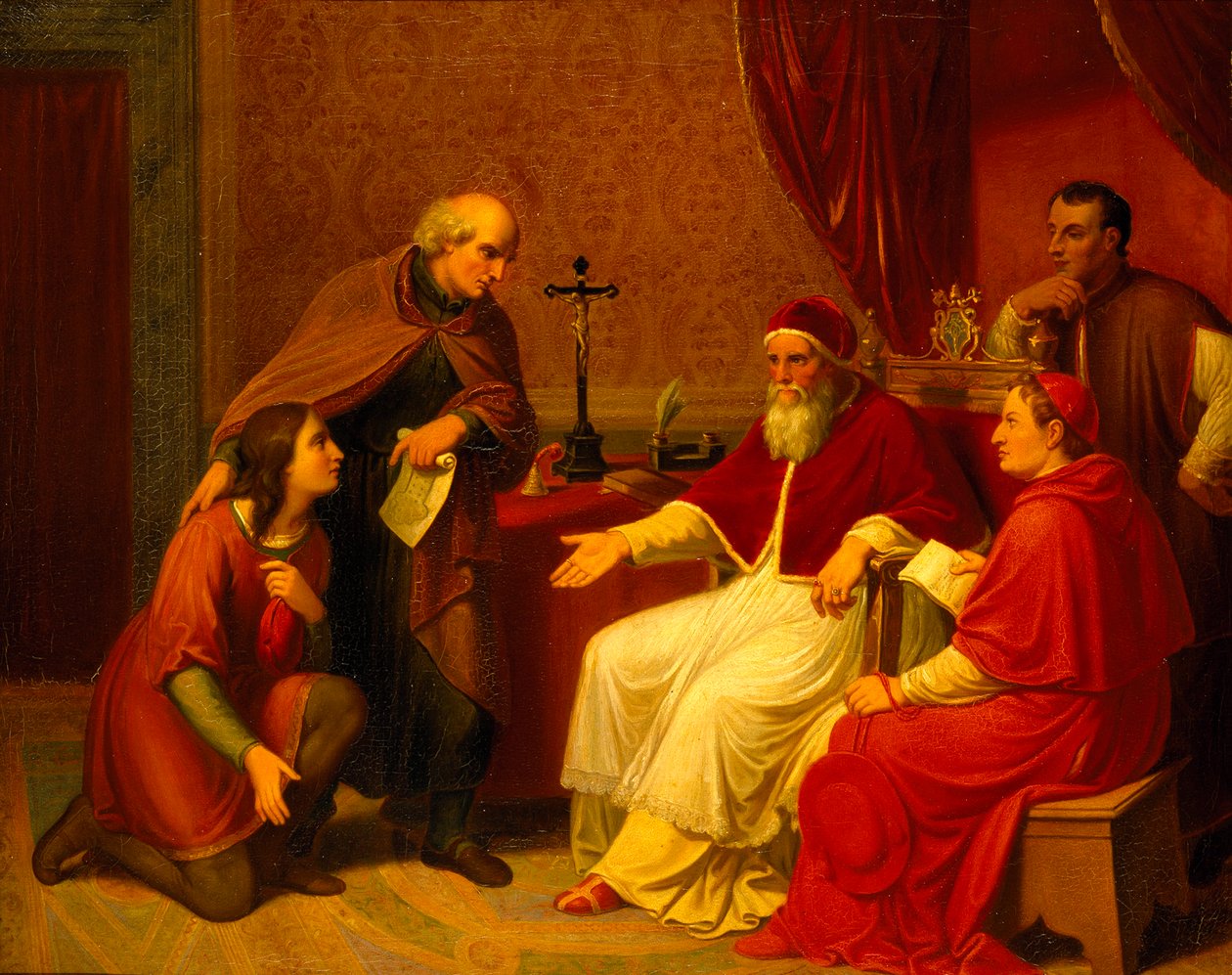 Bramante przedstawia Rafaela papieżowi Juliuszowi II, ok. 1836 r. autorstwa Johann Christian Riepenhausen