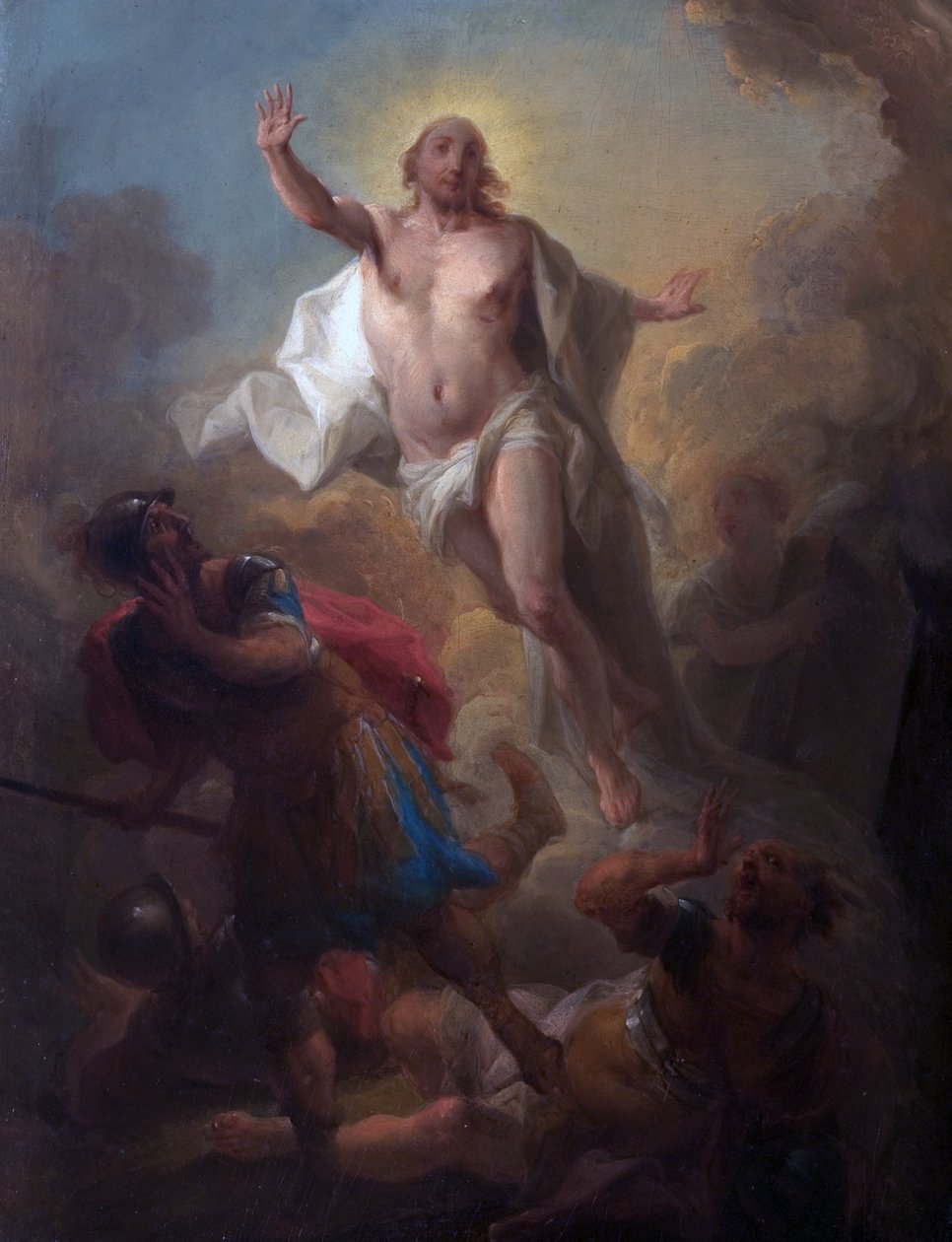 Chrystus powstający z grobu i uciekający żołnierze rzymscy (olej na pokładzie) autorstwa Johann Christian Thomas (attr.to) Winck
