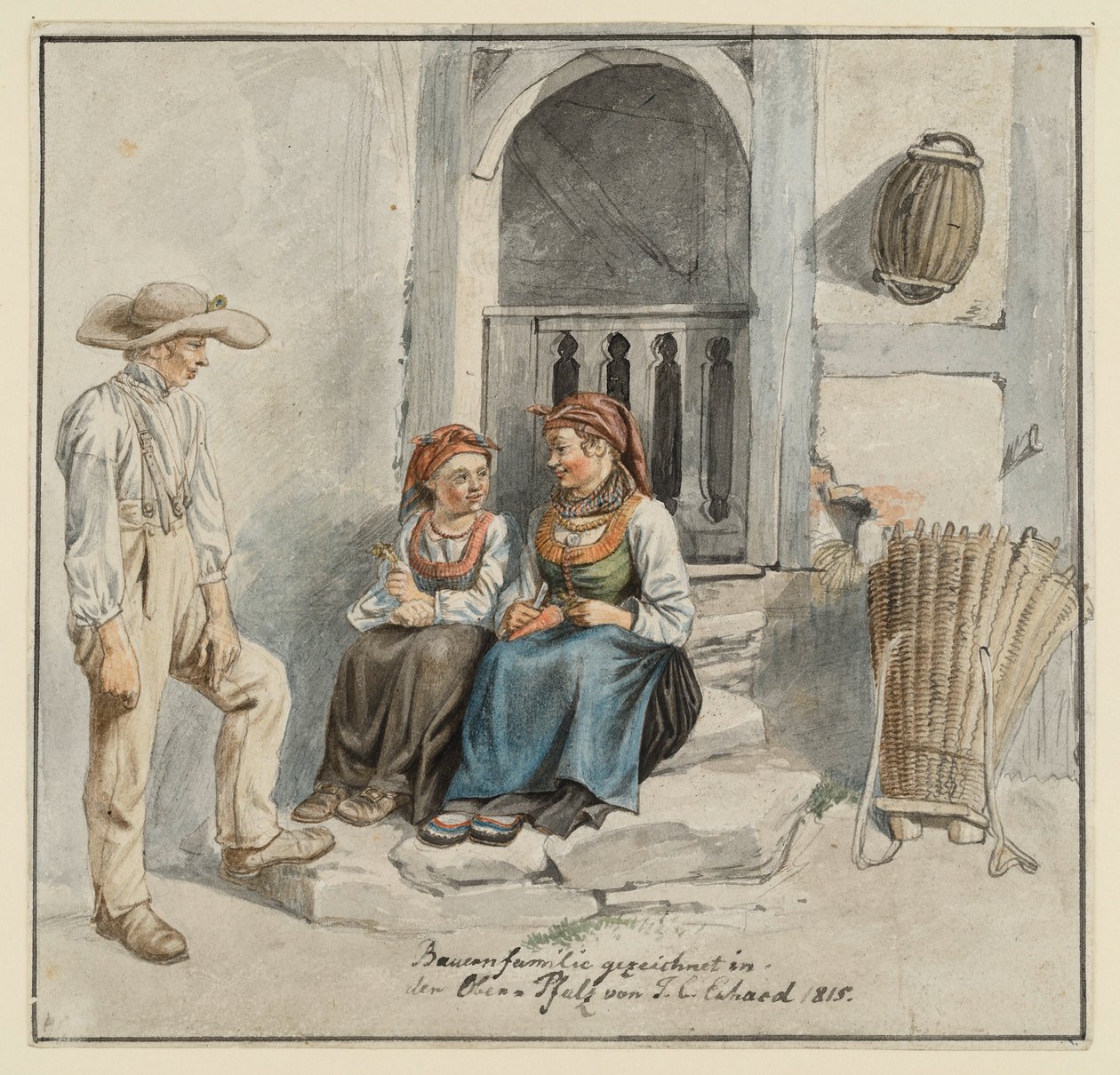 Rodzina chłopska przed domem autorstwa Johann Christoph Erhard