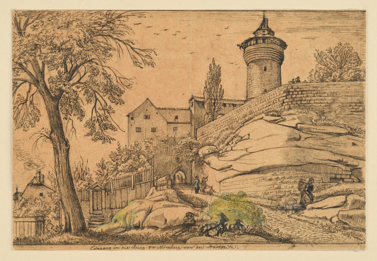Wejście do zamku w Norymberdze od strony miasta autorstwa Johann Christoph Erhard