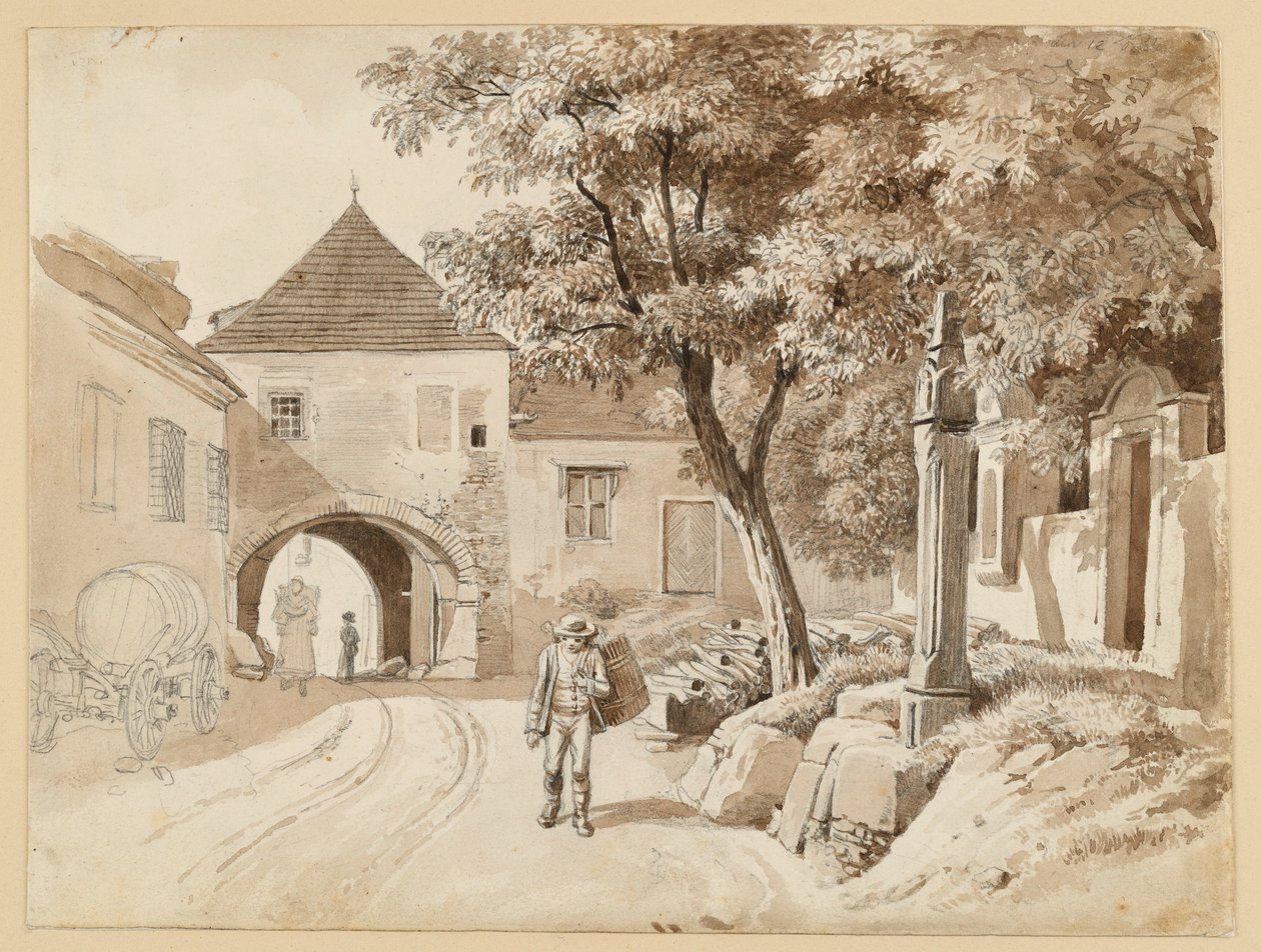 Stara kolumna w Oberdöbling obok domu Westerhausera autorstwa Johann Christoph Erhard