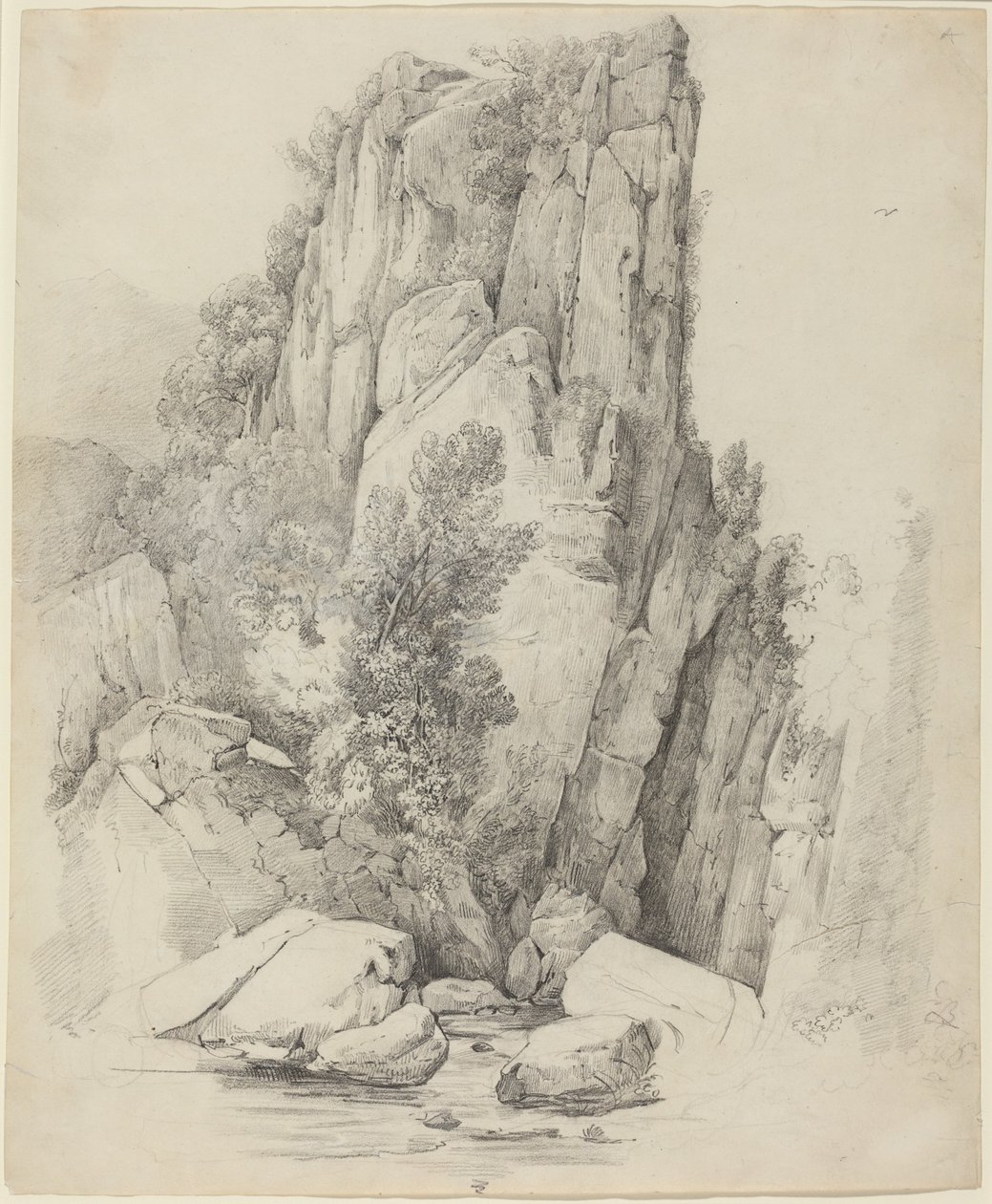 Skalne urwiska nad strumieniem autorstwa Johann Christoph Erhard