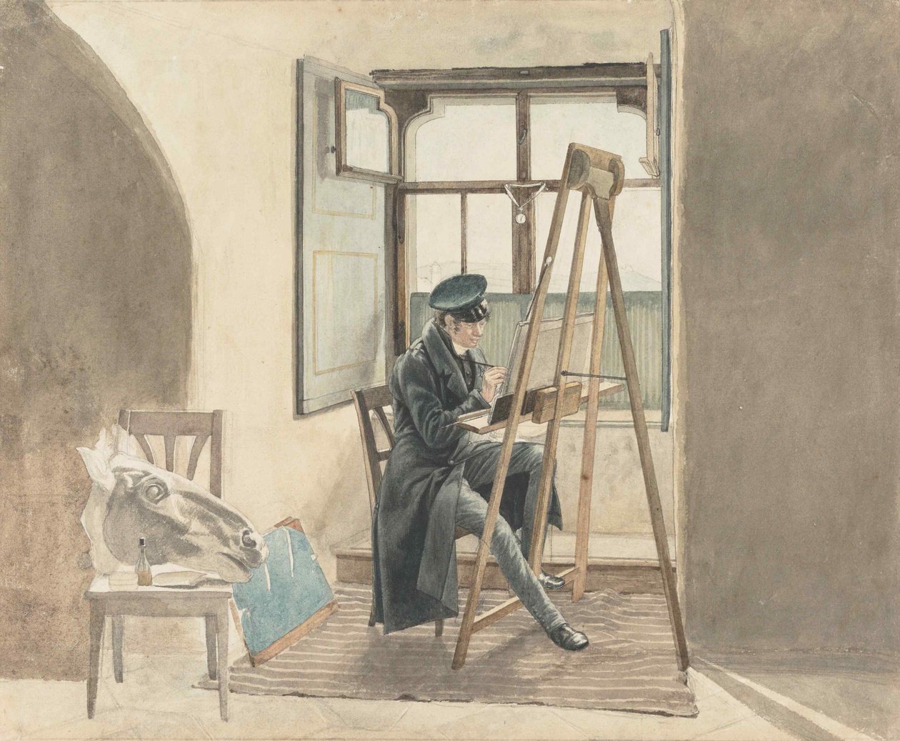 Malarz Johann Adam Klein 1792-1875 przed Jego Sztalugą, 1818. autorstwa Johann Christoph Erhard