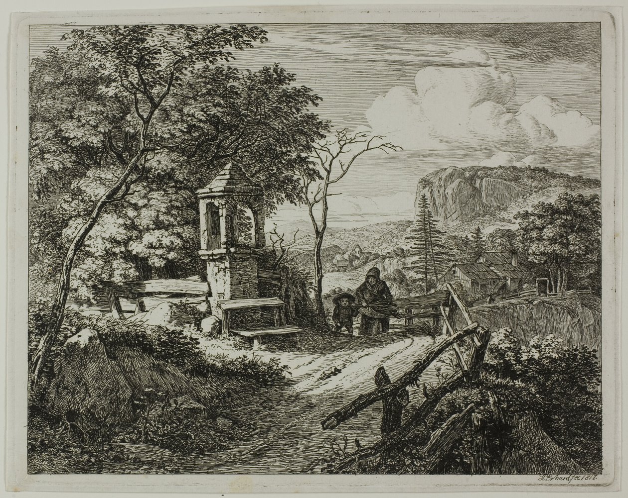 Wood Gatherer with a Boy, płyta druga z filmu Dwa duże krajobrazy z filarami modlitwy autorstwa Johann Christoph Erhard