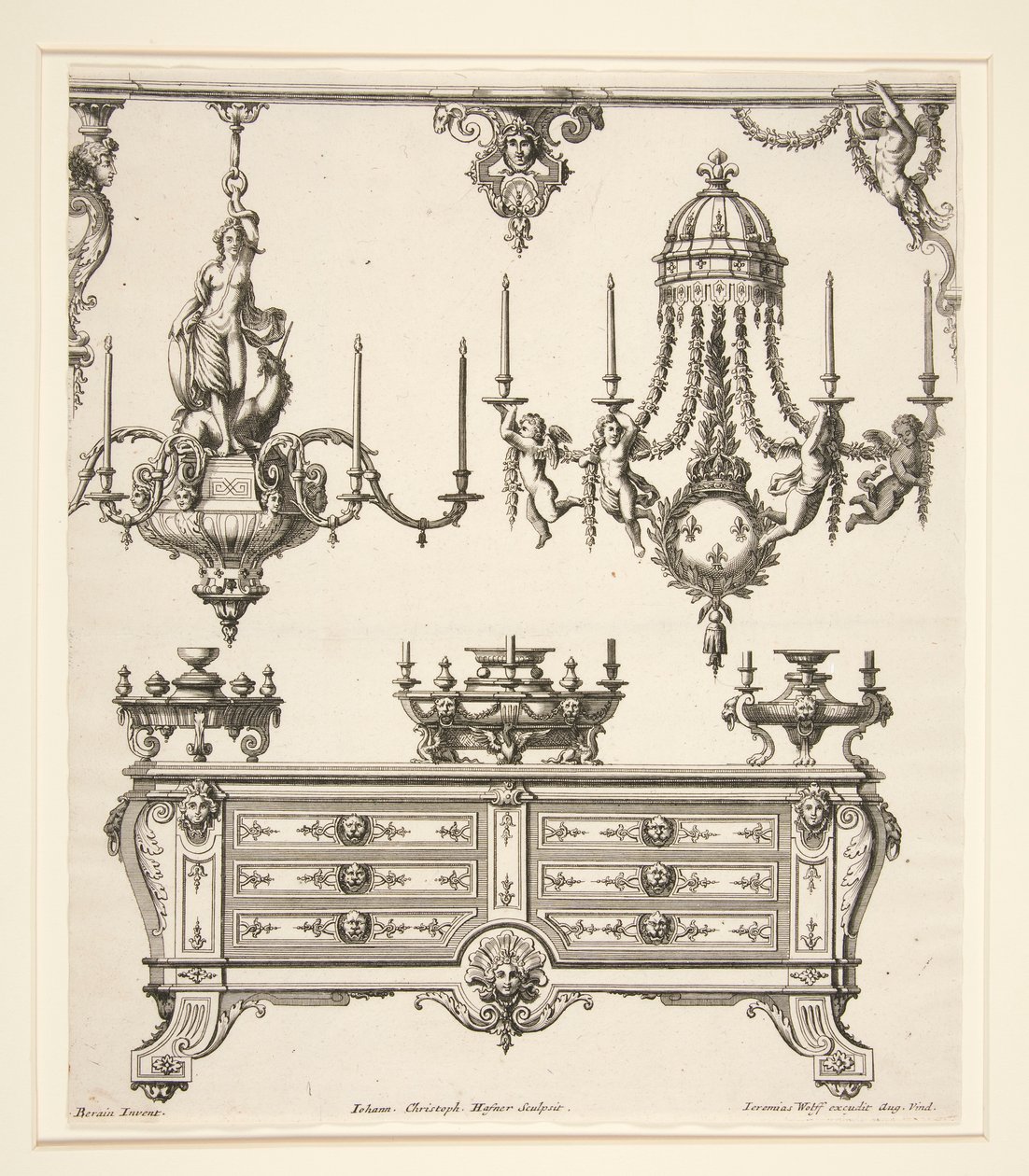 Arkusz z Commodes et Lustres autorstwa Johann Christoph Hafner