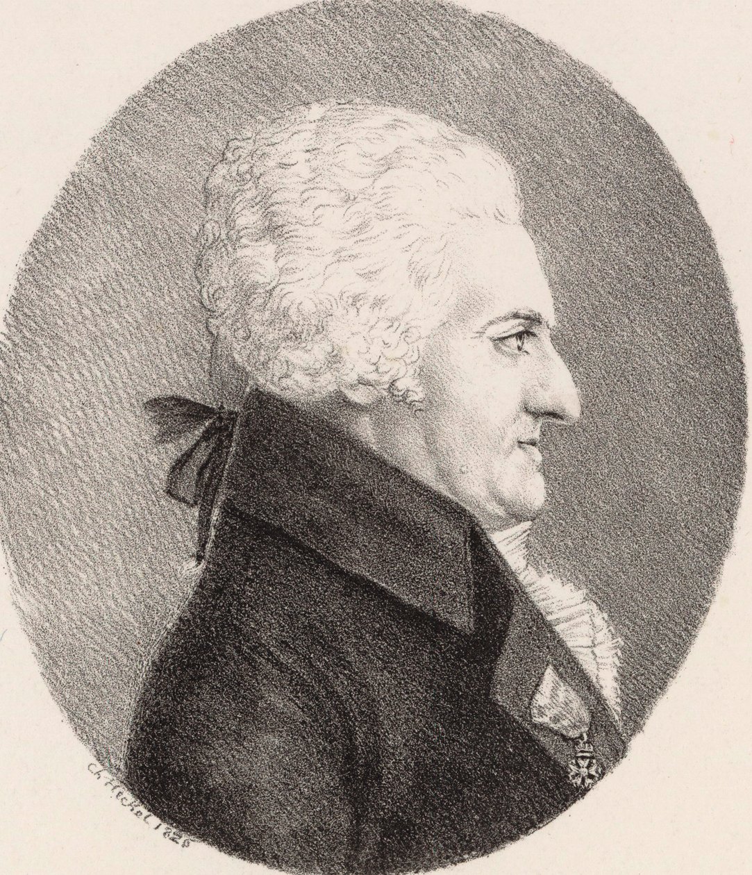 Portret kompozytora Pierre-Alexandre Monsigny 1729-1817, 1826. autorstwa Johann Christoph Heckel