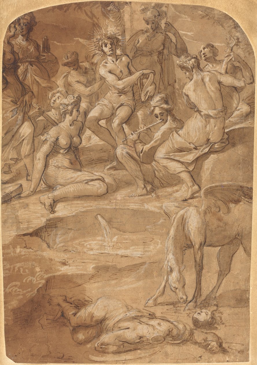 Apollo i muzy na górze Parnas autorstwa Johann Christoph Storer