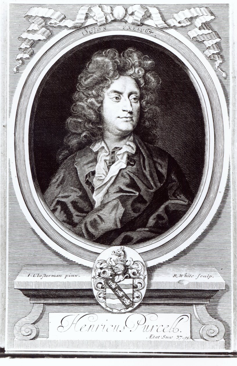Portret Henry Purcella (1659-95), angielskiego kompozytora, ryty przez R. White, 1695 autorstwa Johann Closterman
