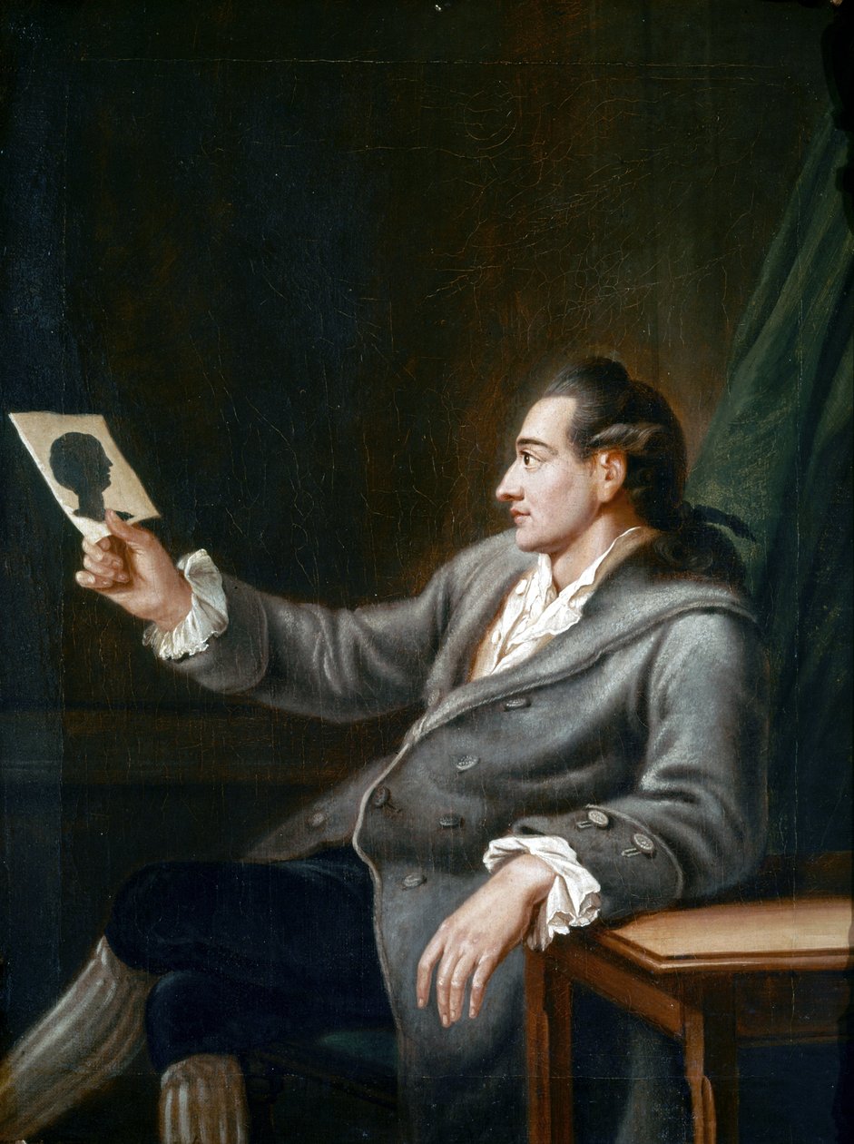 Portret Goethego wyglądającego jak sylwetka autorstwa Johann Ehrenfried Schumann