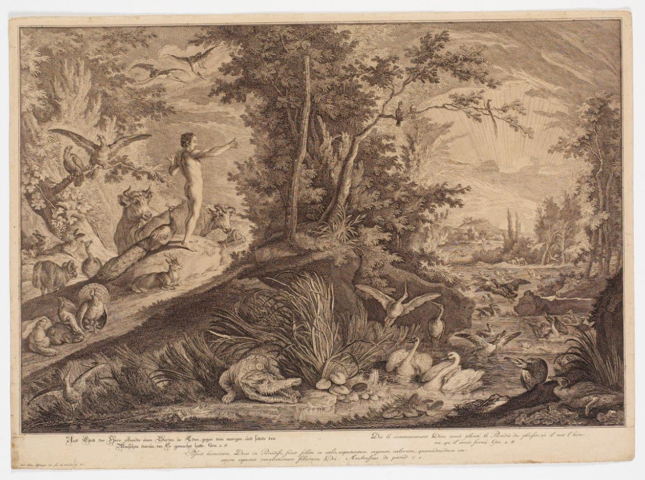 Adam i Eden mają autorstwa Johann Elias Ridinger