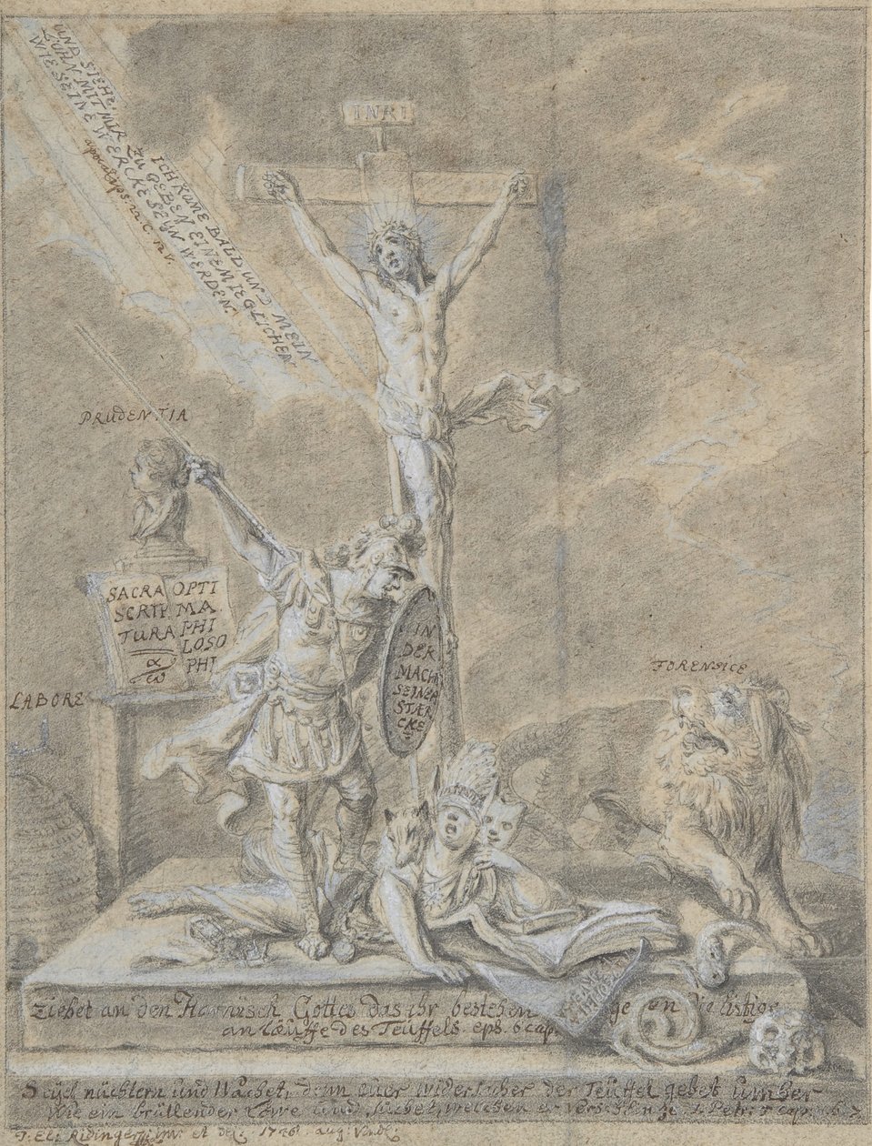 Alegoria cnót chrześcijańskich, 1746. autorstwa Johann Elias Ridinger