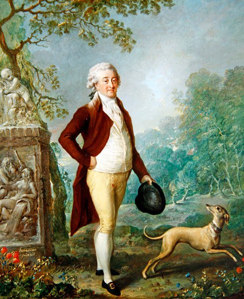 Portret dżentelmena z psem (olej na płótnie) autorstwa Johann Ernst Heinsius