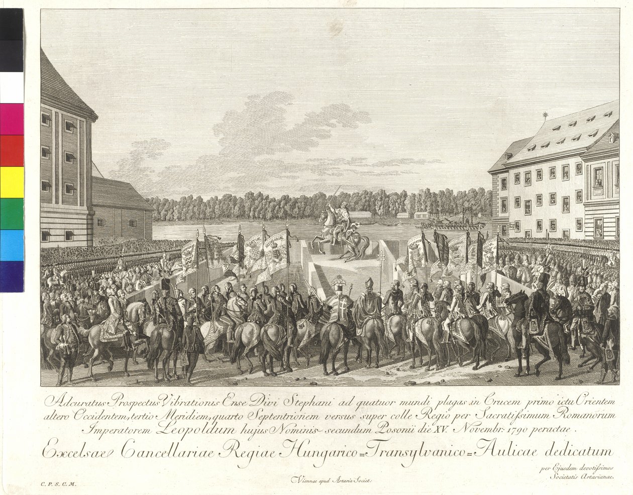 Koronacja cesarza Leopolda II na króla Węgier w Bratysławie 15 listopada 1790 r. (miedzioryt) autorstwa Johann Ernst Mansfeld