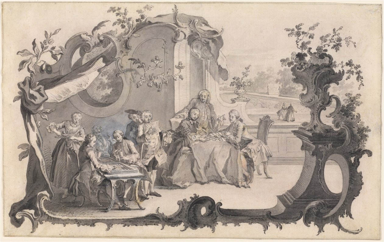 Elegancka firma grająca w gry planszowe autorstwa Johann Esaias Nilson