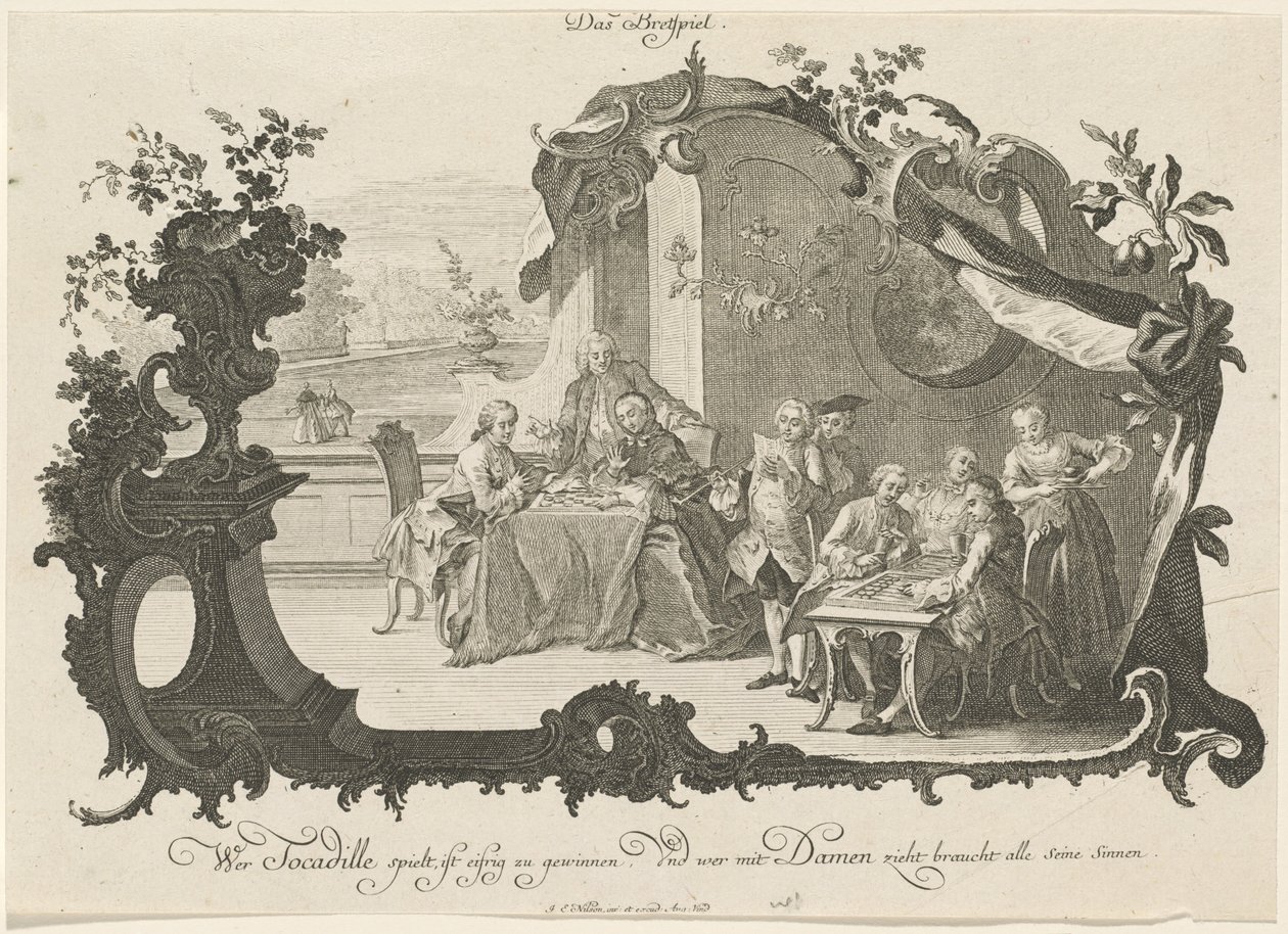 Das Brettspiel (Panie i Panowie grają w gry planszowe) autorstwa Johann Esaias Nilson