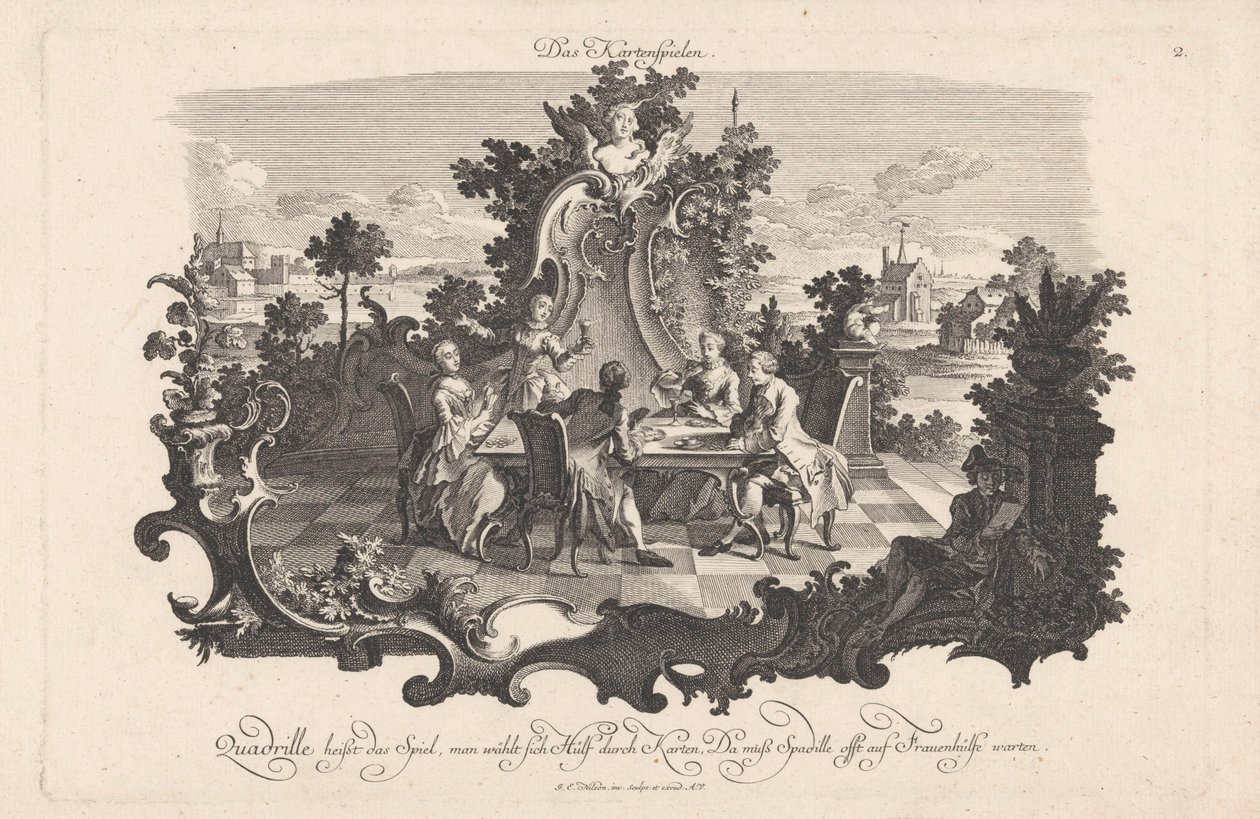gra karciana Gry Karten (tytuł na obiekcie) Rozrywka towarzyska (tytuł serialu) autorstwa Johann Esaias Nilson