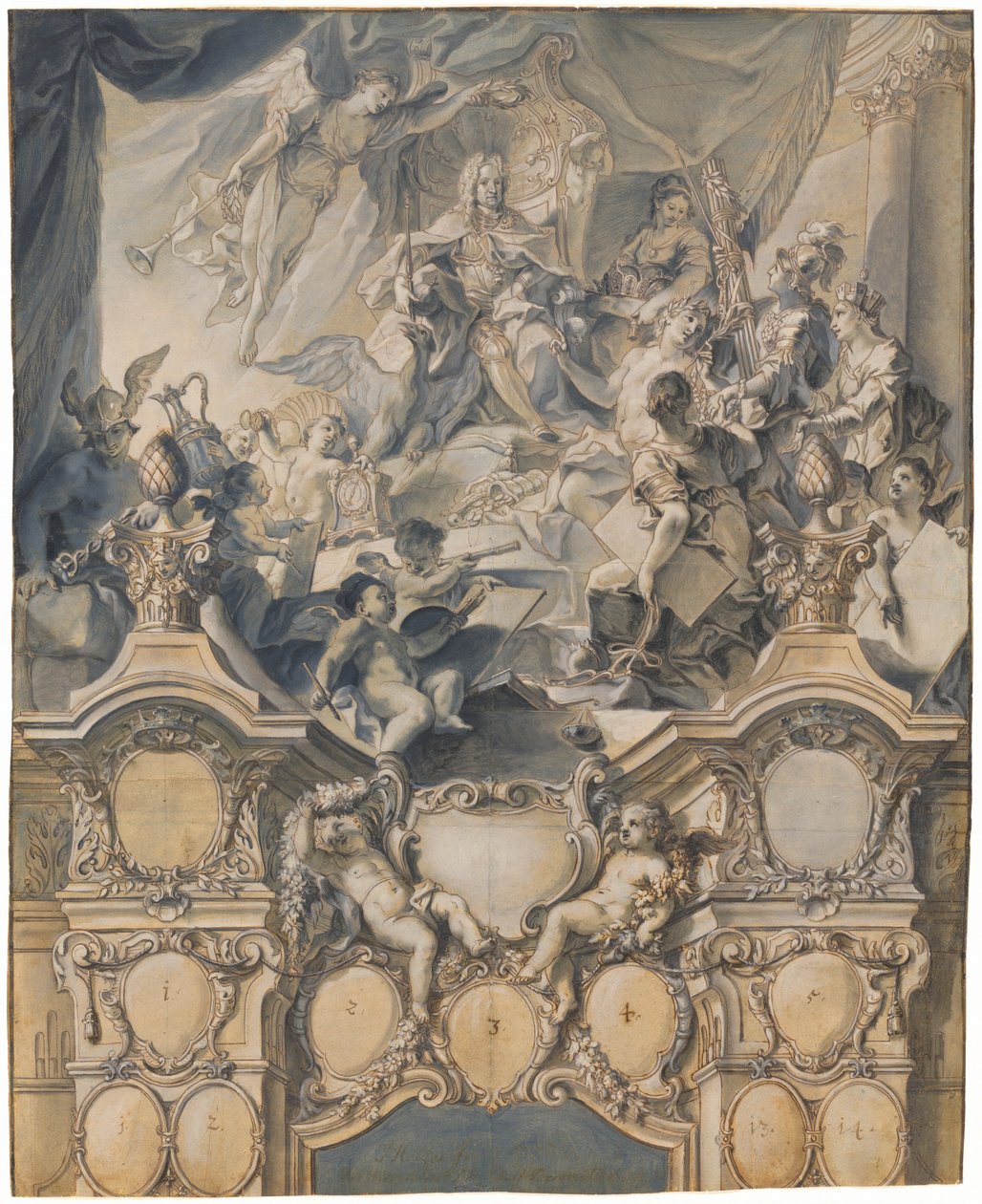 Sztuka i moce oddają hołd cesarzowi Karolowi VI autorstwa Johann Evangelist Holzer