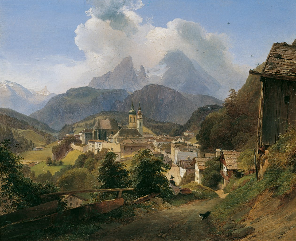 Berchtesgaden z Watzmann autorstwa Johann Fischbach