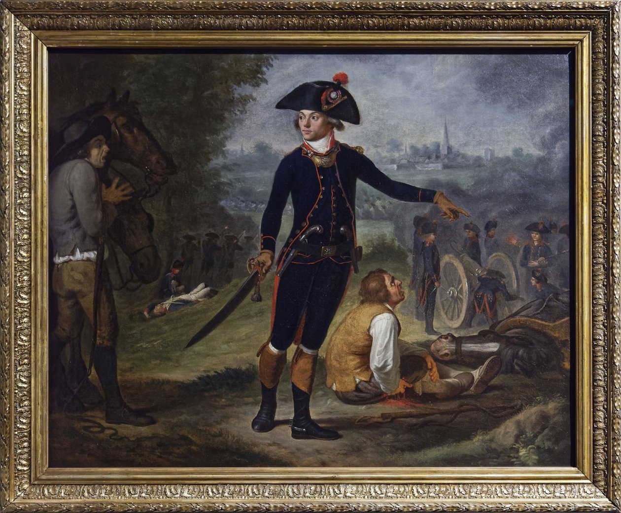 Oficer artylerii podczas oblężenia miasta, ok. 1795 (olej na płótnie) autorstwa Johann Friedrich (after) Dryander