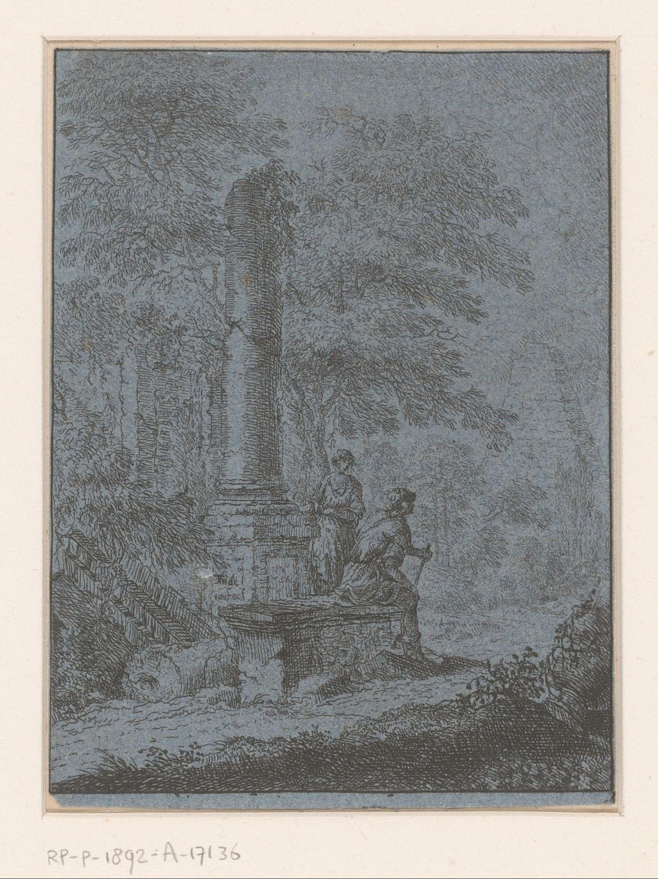 Krajobraz z ruinami i dwiema postaciami autorstwa Johann Friedrich Alexander Thiele