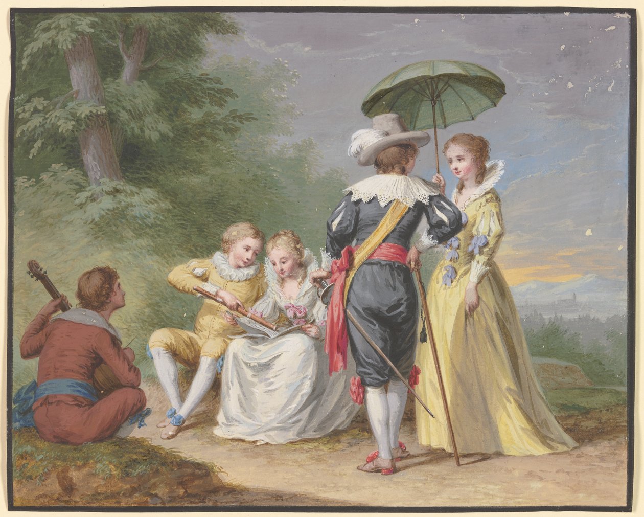 Muzykujące towarzystwo na skraju lasu autorstwa Johann Friedrich August Tischbein
