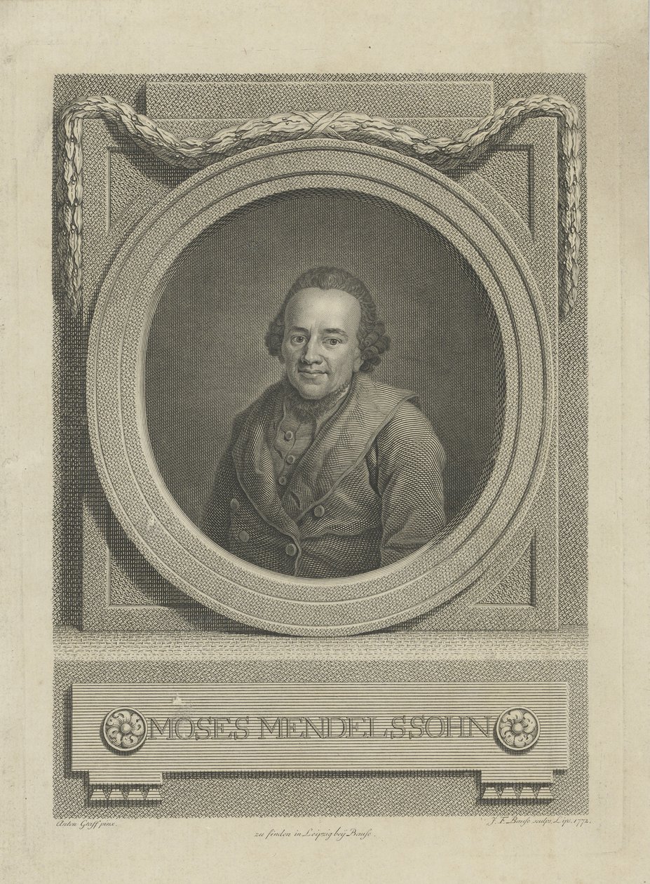 Portret Mojżesza Mendelssohna 1729-1786, 1772. autorstwa Johann Friedrich Bause