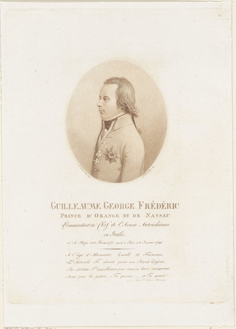 Portret Fryderyka, księcia Orange-Nassau autorstwa Johann Friedrich Bolt