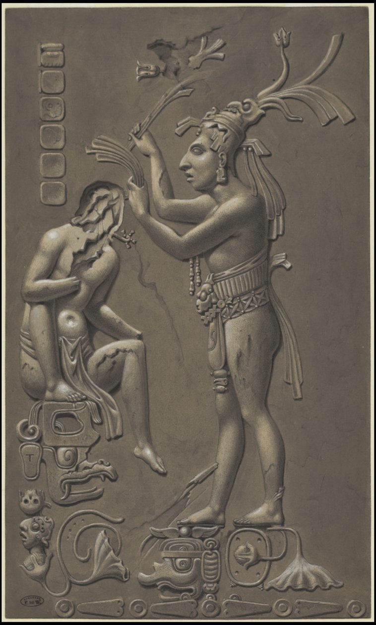 Kolekcja oryginalnych dzieł Waldecka przedstawiających Mezoamerykę, pudełko 4 z 22 autorstwa Johann Friedrich Maximilian von Waldeck