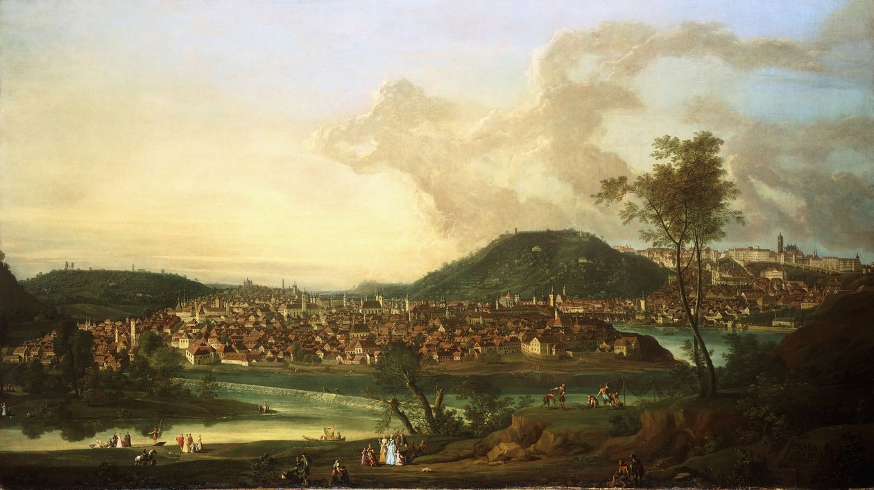 Widok Pragi od wschodu, autorstwa Johann Friedrich Meyer