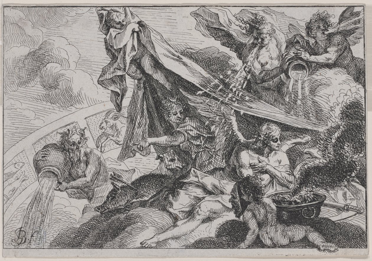 Alegoria Zimy z Dianą Łowczyni autorstwa Johann Georg Bergmuller