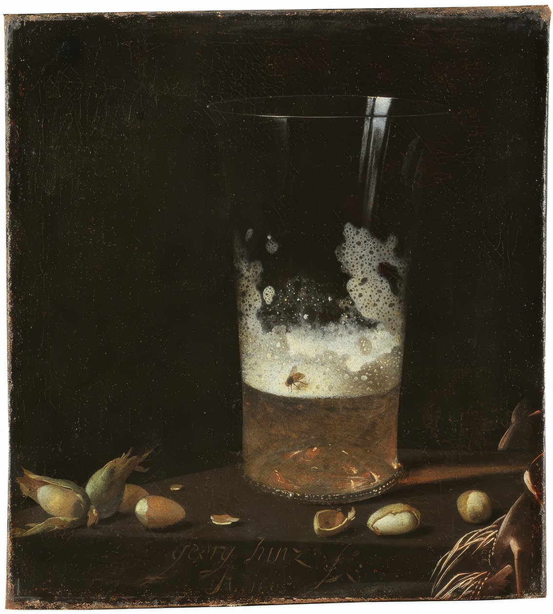 Martwa natura ze szklanką do piwa i orzechami autorstwa Johann Georg Hainz