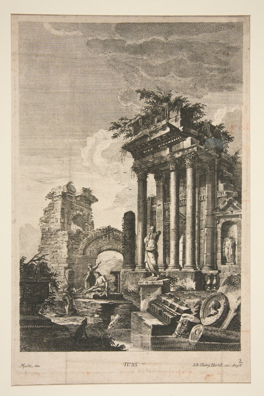 Capriccio z rzymskimi ruinami autorstwa Johann Georg Hertel