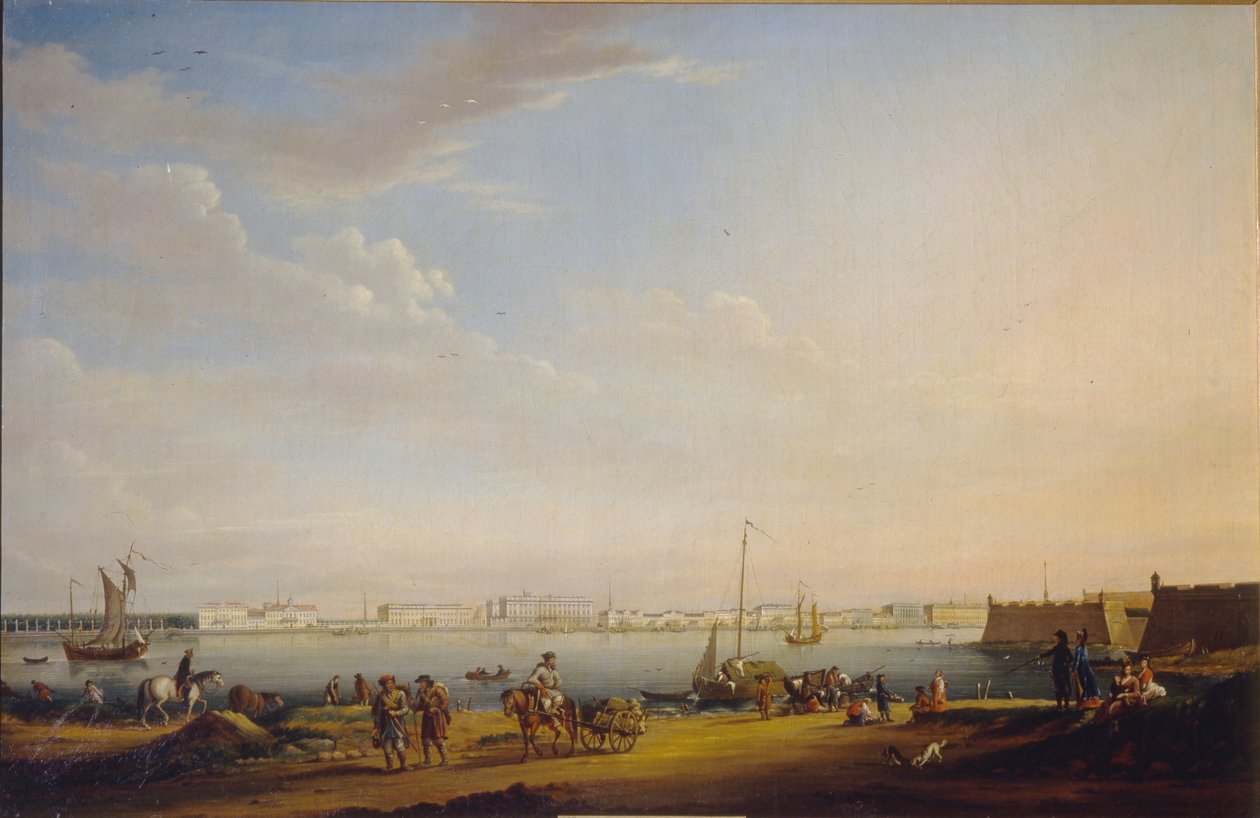 Widok Placu Pałacowego i Ogrodu Letniego od strony Petersburga, ok. godz. 1800 autorstwa Johann Georg Mayr