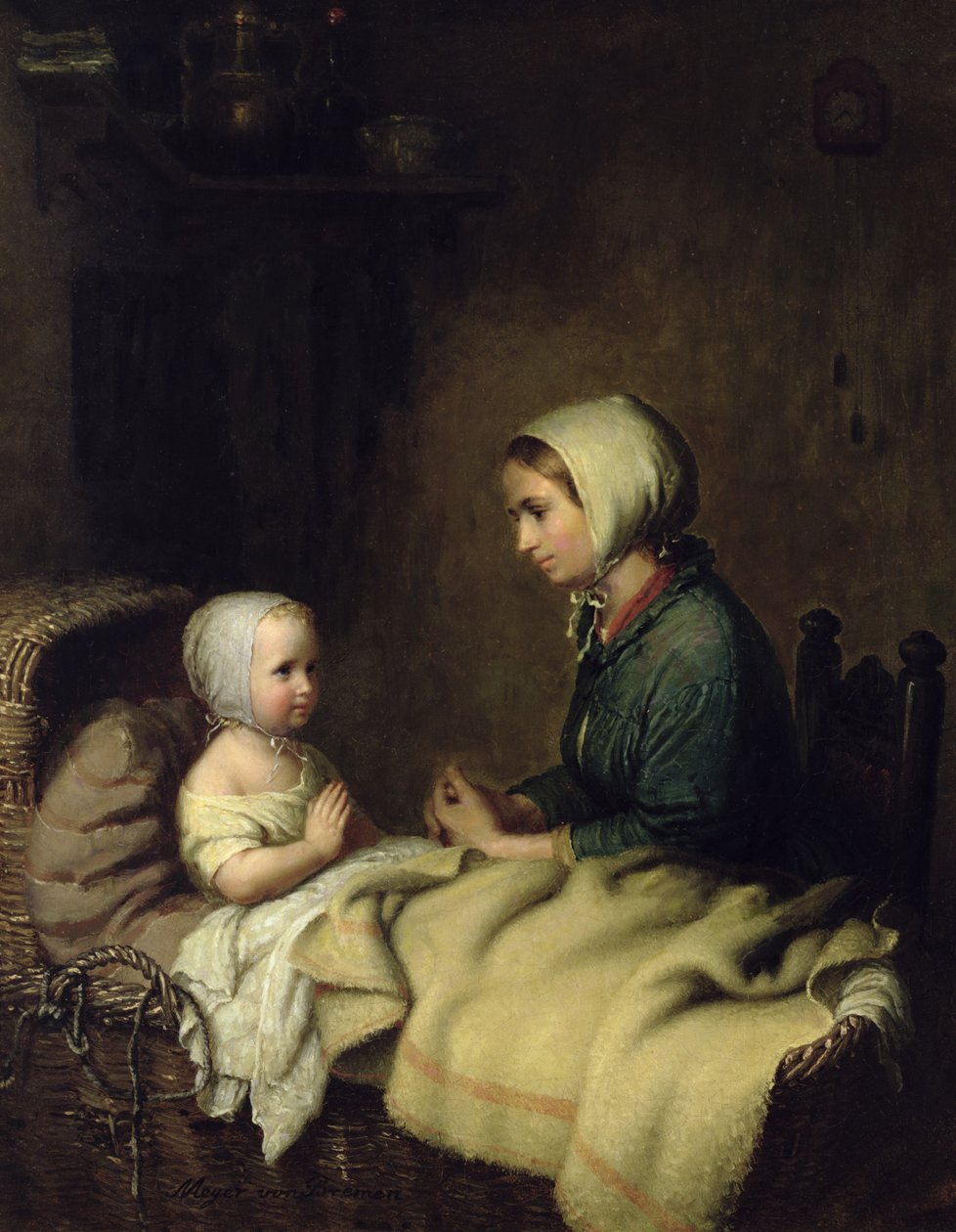 Mała dziewczynka odmawia modlitwę w łóżku autorstwa Johann Georg Meyer von Bremen