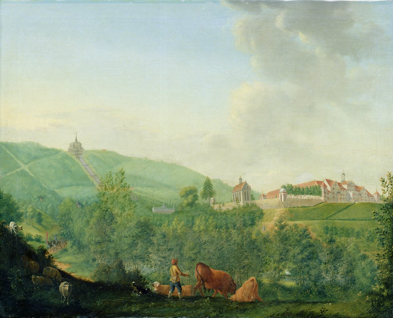 Zamek Weissenstein, niedaleko Kassel (Wilhelmshoehe), 1778 autorstwa Johann Georg Pforr
