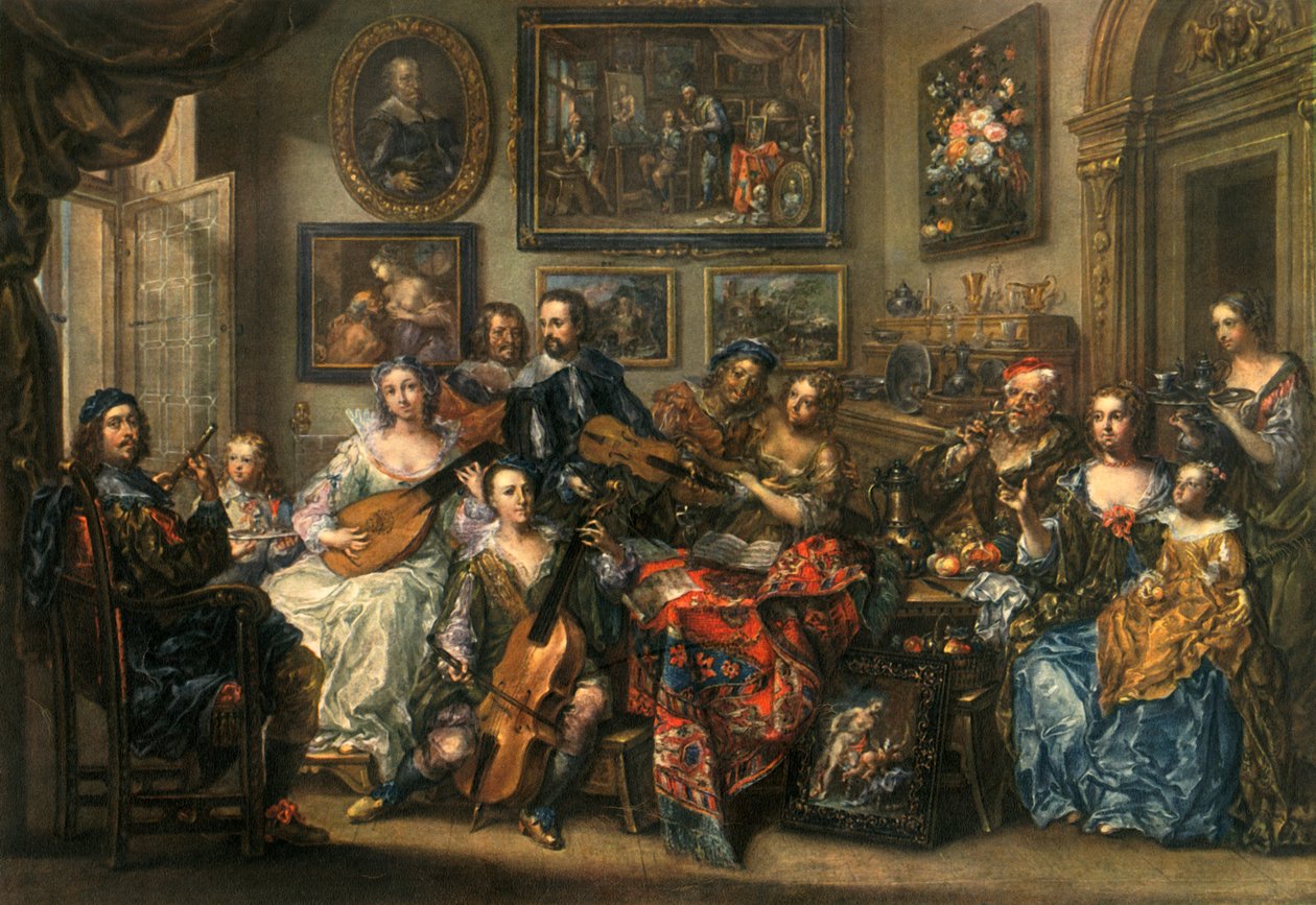 Flet, lutnia, wiolonczela i skrzypce, Johann Georg Platzer 1704-1761, 1948 autorstwa Johann Georg Platzer