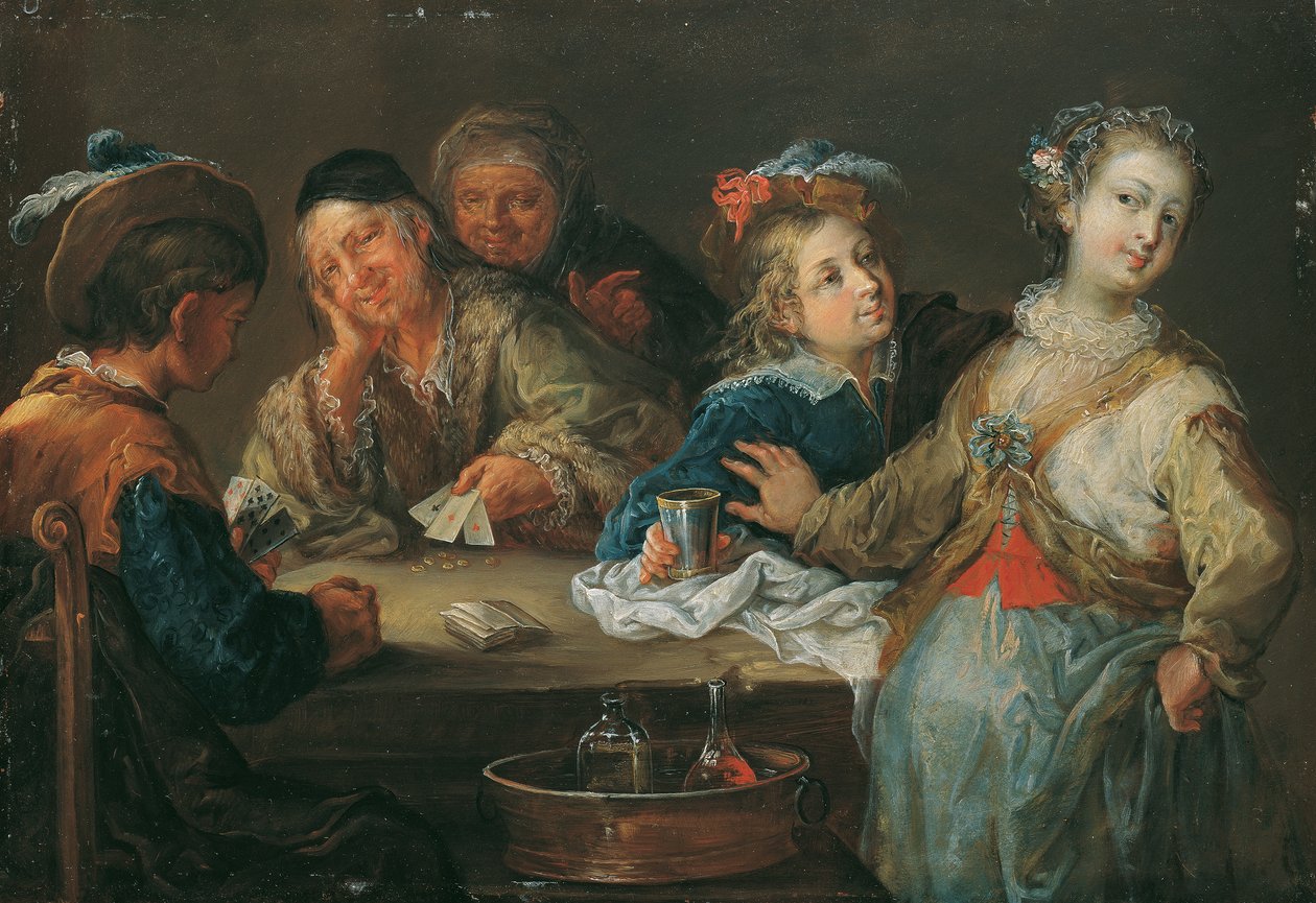 gracz w karty (as jest atutem) autorstwa Johann Georg Platzer