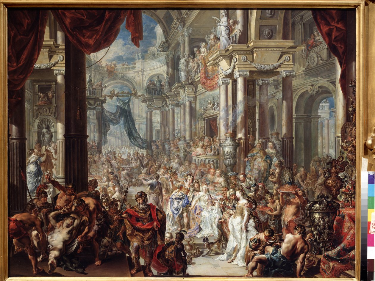 Przypowieść o weselu. Przypowieść o uczcie weselnej. Obraz Johanna Georga Platzera (1704-1761) autorstwa Johann Georg Platzer