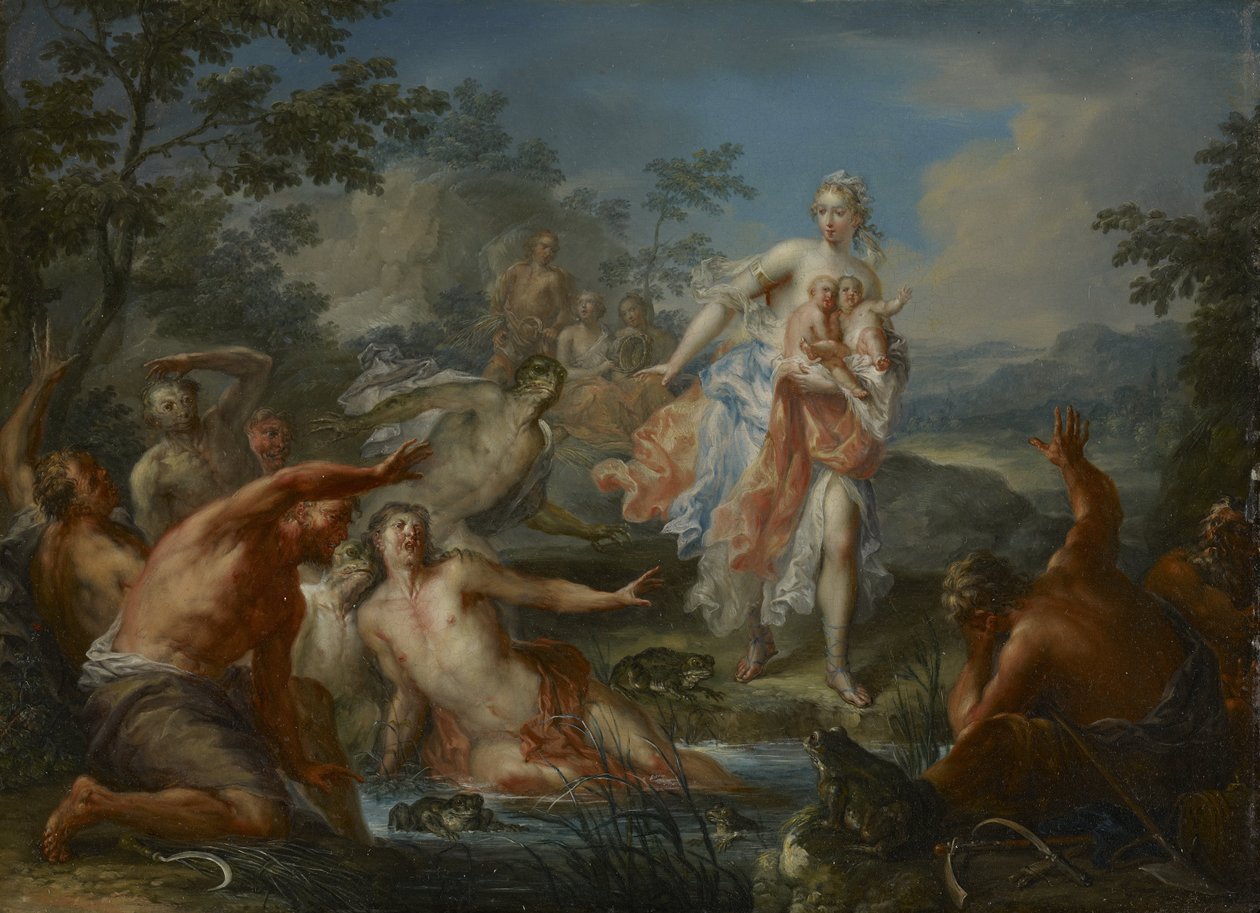 Latona zamienia licyjskich chłopów w żaby autorstwa Johann Georg Platzer