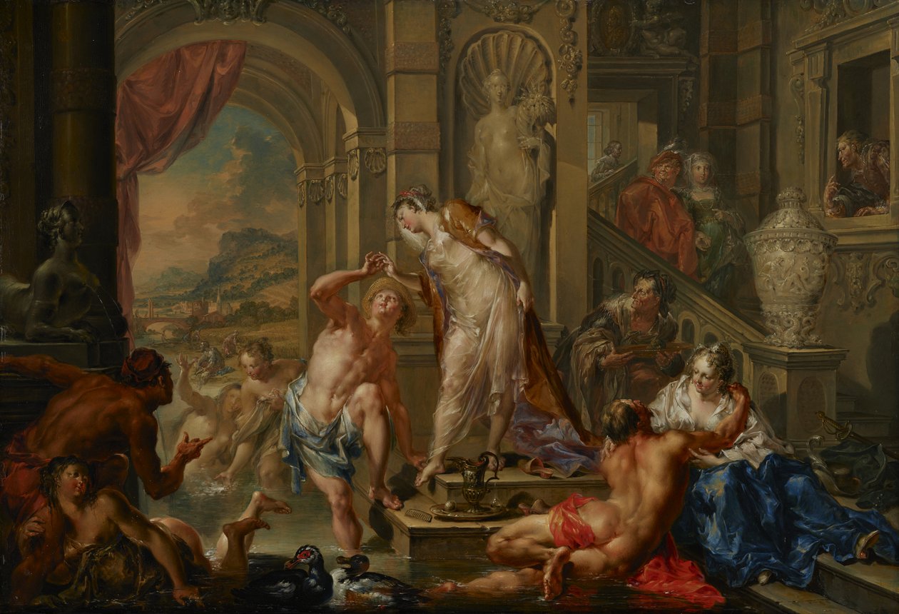 Przyjemności pór roku: lato, ok. 1730 r. (olej na miedzi) autorstwa Johann Georg Platzer