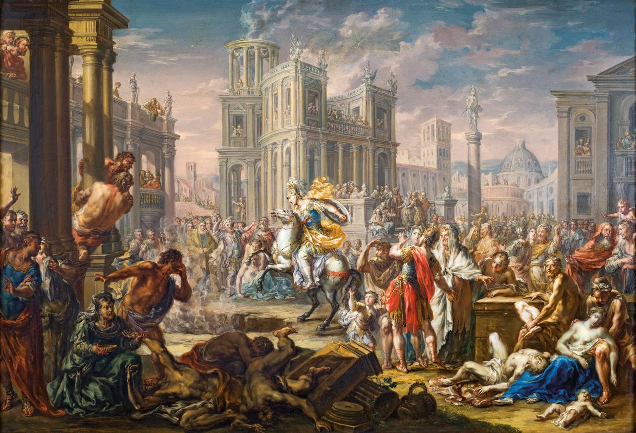 Ofiarna śmierć Marka Curtiusa. autorstwa Johann Georg Platzer