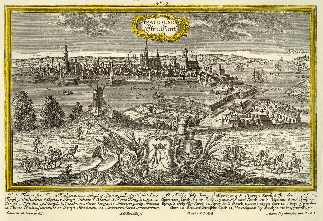 Stralsund, ok. 1740. autorstwa Johann Georg Ringlin