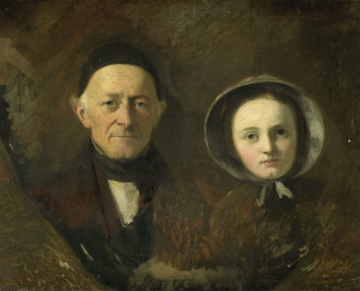Portret Johanna Josepha Hermanna, teścia artysty, z wnuczką Idą Schwartze, najstarszą córką artysty autorstwa Johann Georg Schwartze