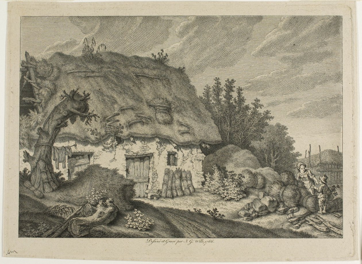 Gospodarstwo wiejskie autorstwa Johann Georg Wille