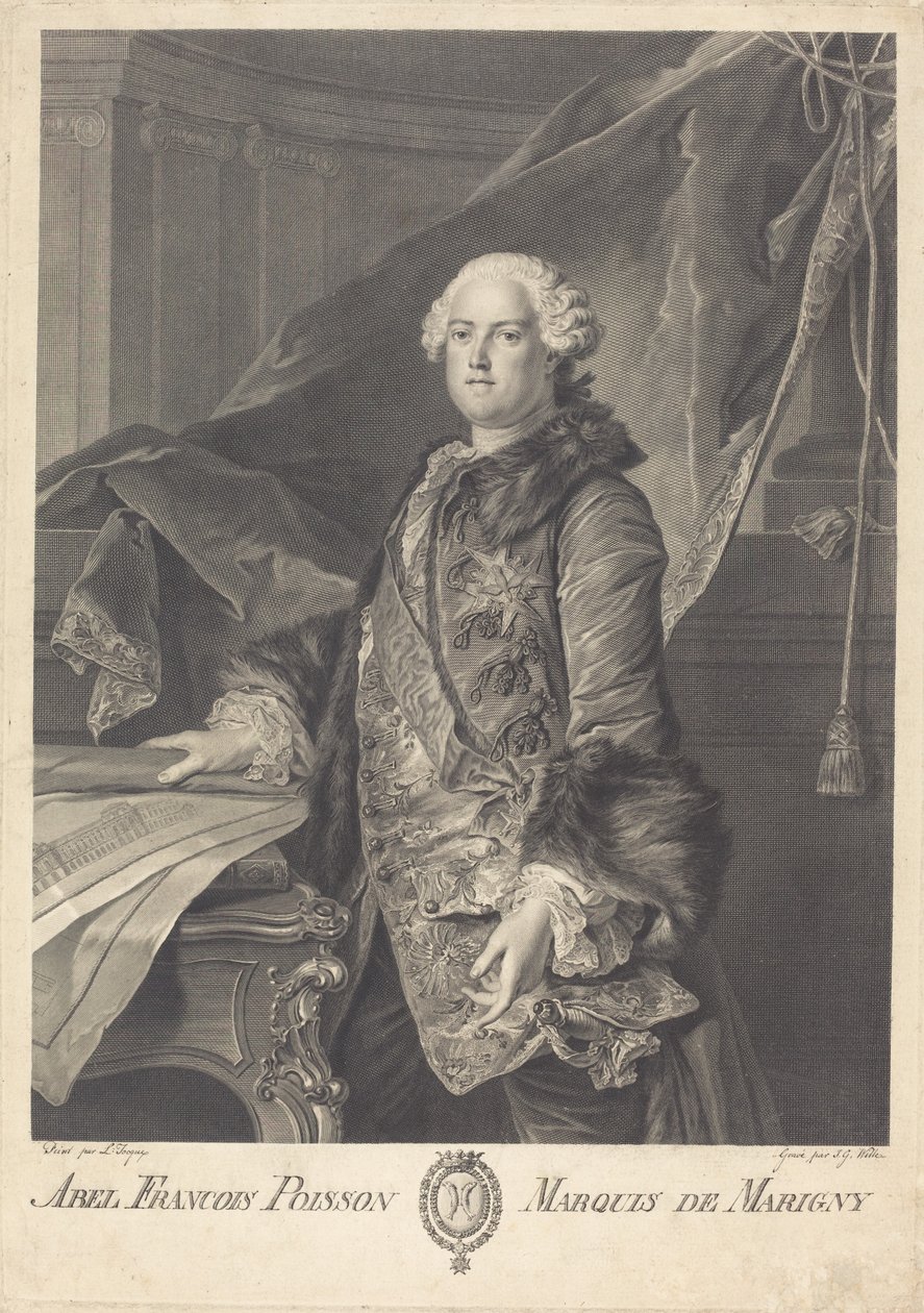 Abel Francois Poisson, markiz Marigny autorstwa Johann Georg Wille after Louis Tocqué